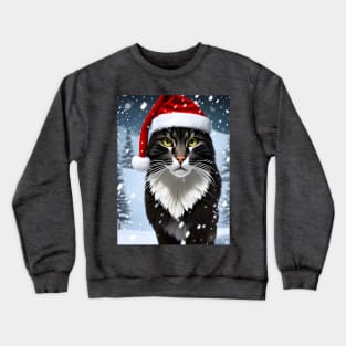 Christmas Cat - Modern Digital Art Crewneck Sweatshirt